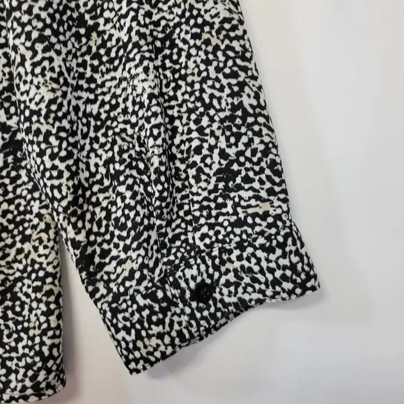 Chicos Shirt Womens XL Black White Animal Print Button Front Long Sleeve Top Mod - Picture 3 of 15